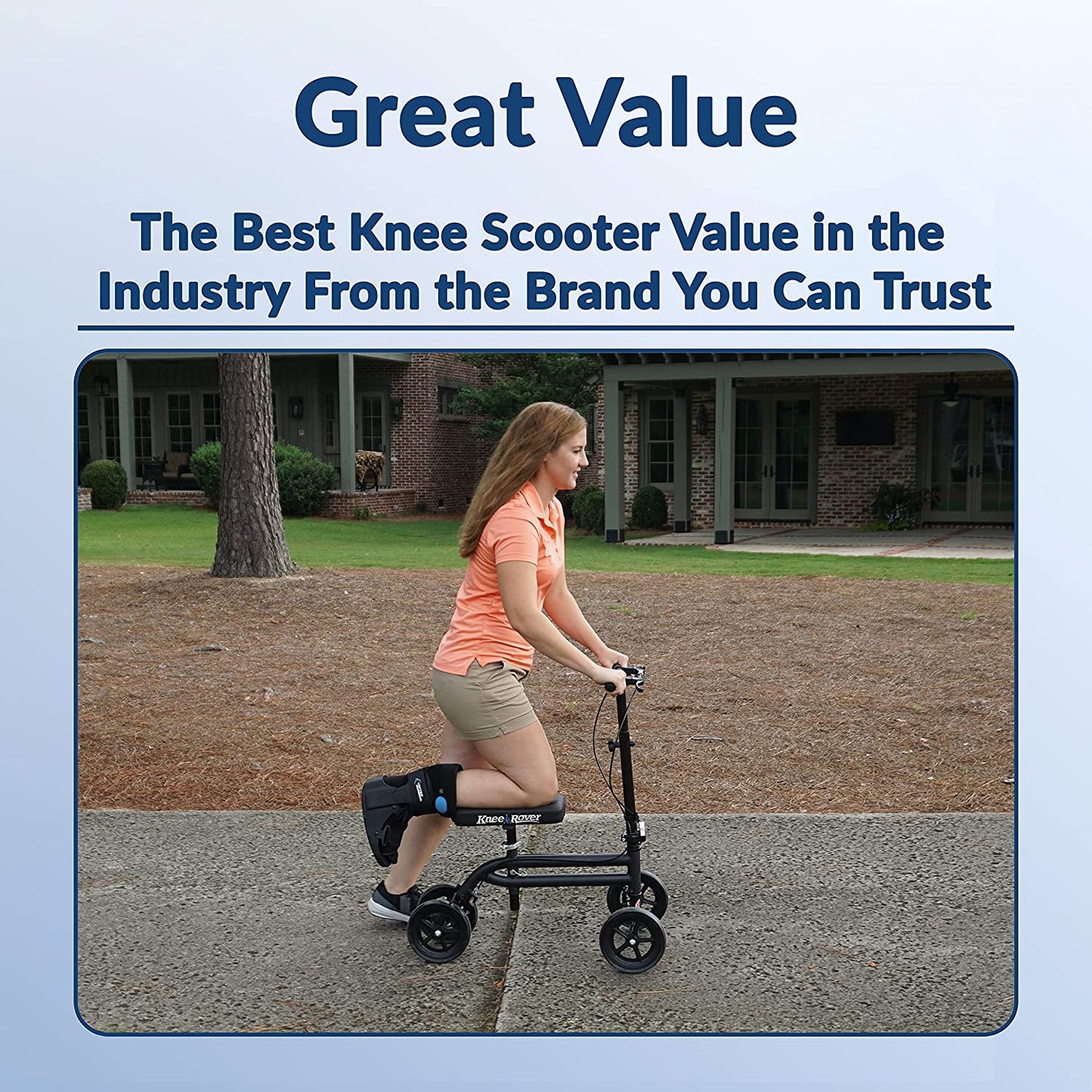 KneeRover Economy Knee Scooter Steerable Knee Walker Crutch Alternative