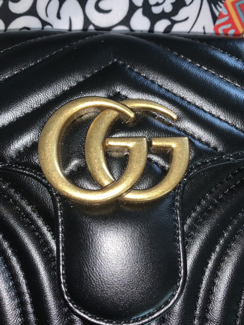 Small quilted GG Marmont shoulder bag BLACK