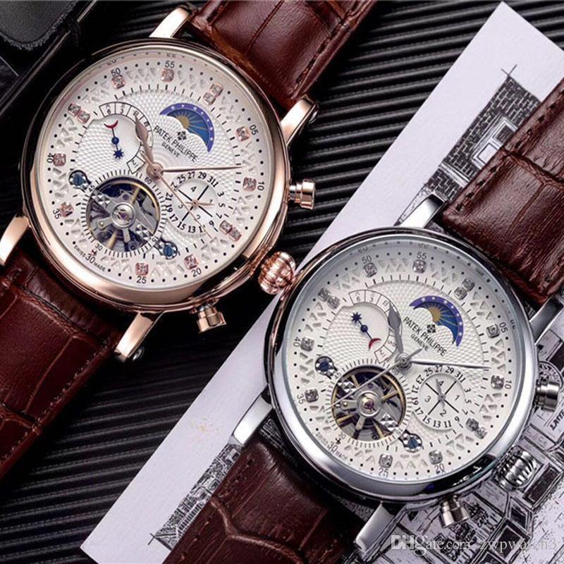 Fashion Luxury Designer Swiss Watch leather Tourbillon Watch Automatic Men Wristwatch Men Mechanical steel Watches relogio masculino clock
