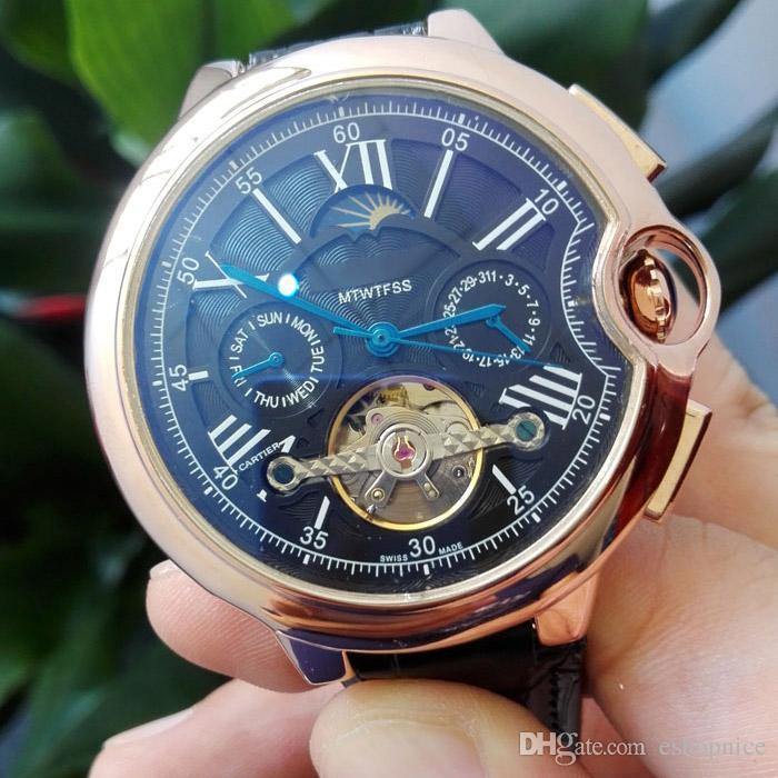 High Quality Top Brand men watches All sub-dials work luxury watch Moon Phase daydate mechanical automatic wristwatche for mens gift rejoles