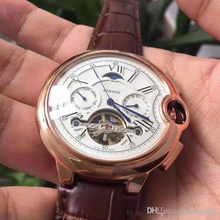 High Quality Top Brand men watches All sub-dials work luxury watch Moon Phase daydate mechanical automatic wristwatche for mens gift rejoles