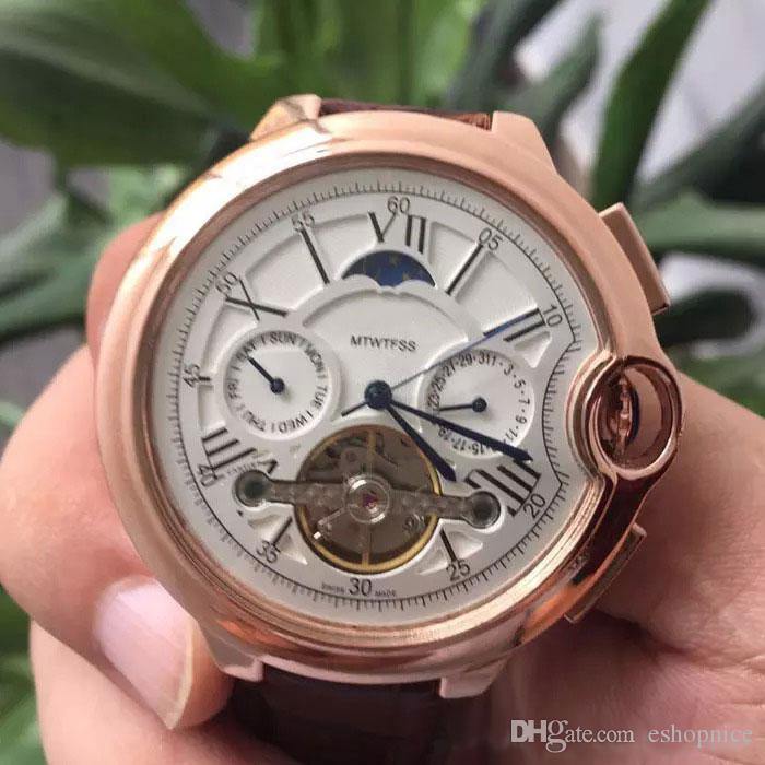 Jual Cartier Mtwtfss Tourbillon Rosegold (Brown Leather)
