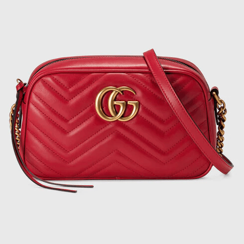Small quilted GG Marmont shoulder bag RED