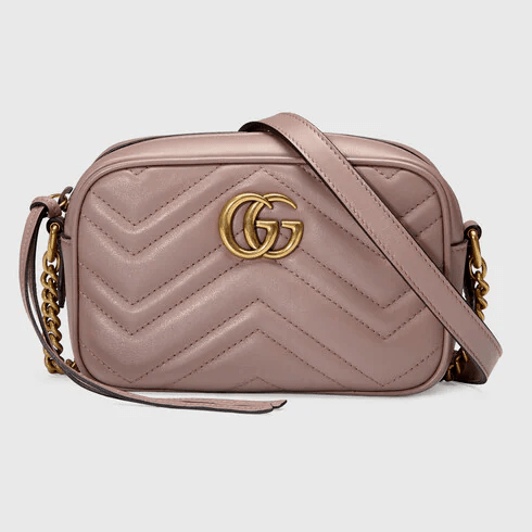 Small quilted GG Marmont shoulder bag DARK PINK