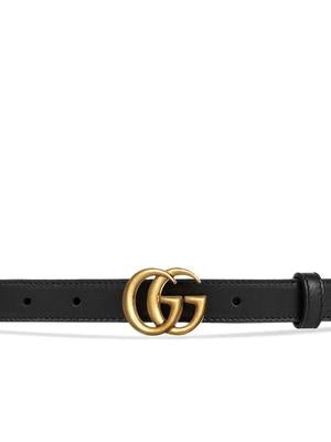 GUCCI Leather Belt with Double G Buckle 2cm