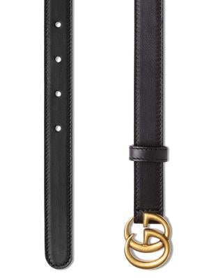 GUCCI Leather Belt with Double G Buckle 2cm