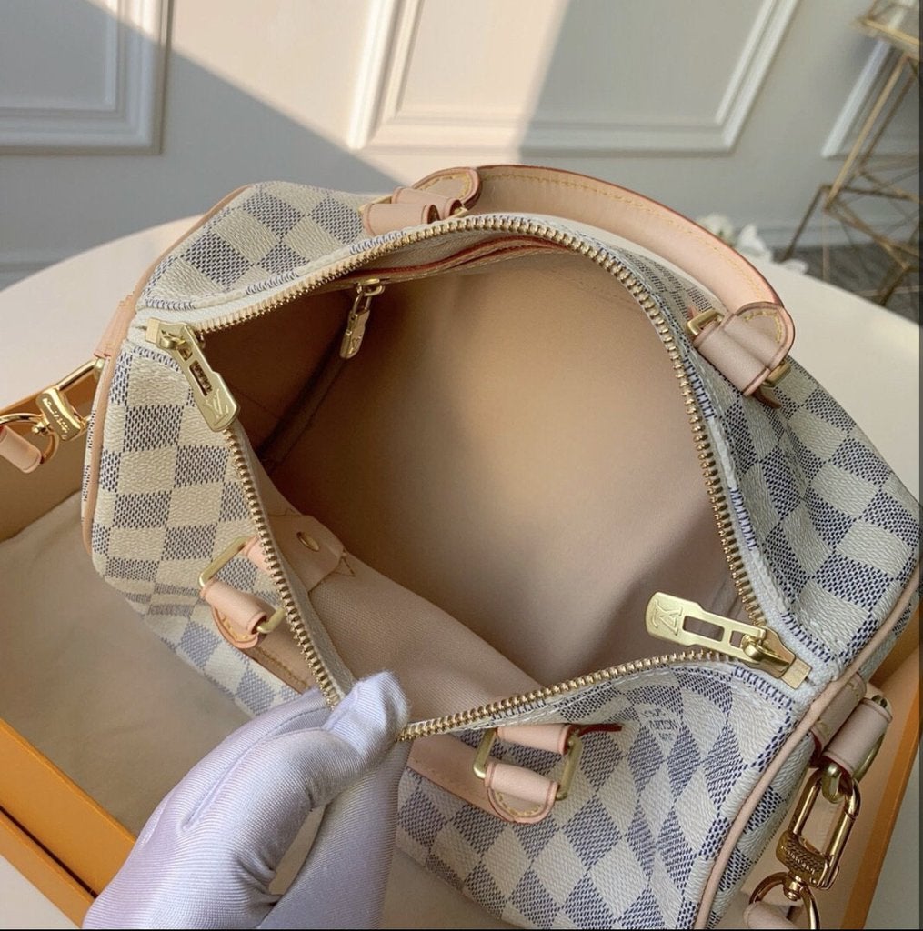 WHITE CHECKERED LOUIS VUITTON HANDBAG