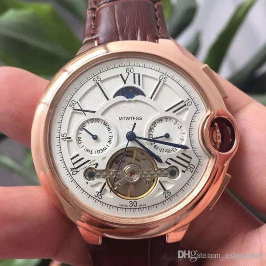 High Quality Top Brand men watches All sub-dials work luxury watch Moon Phase daydate mechanical automatic wristwatche for mens gift rejoles